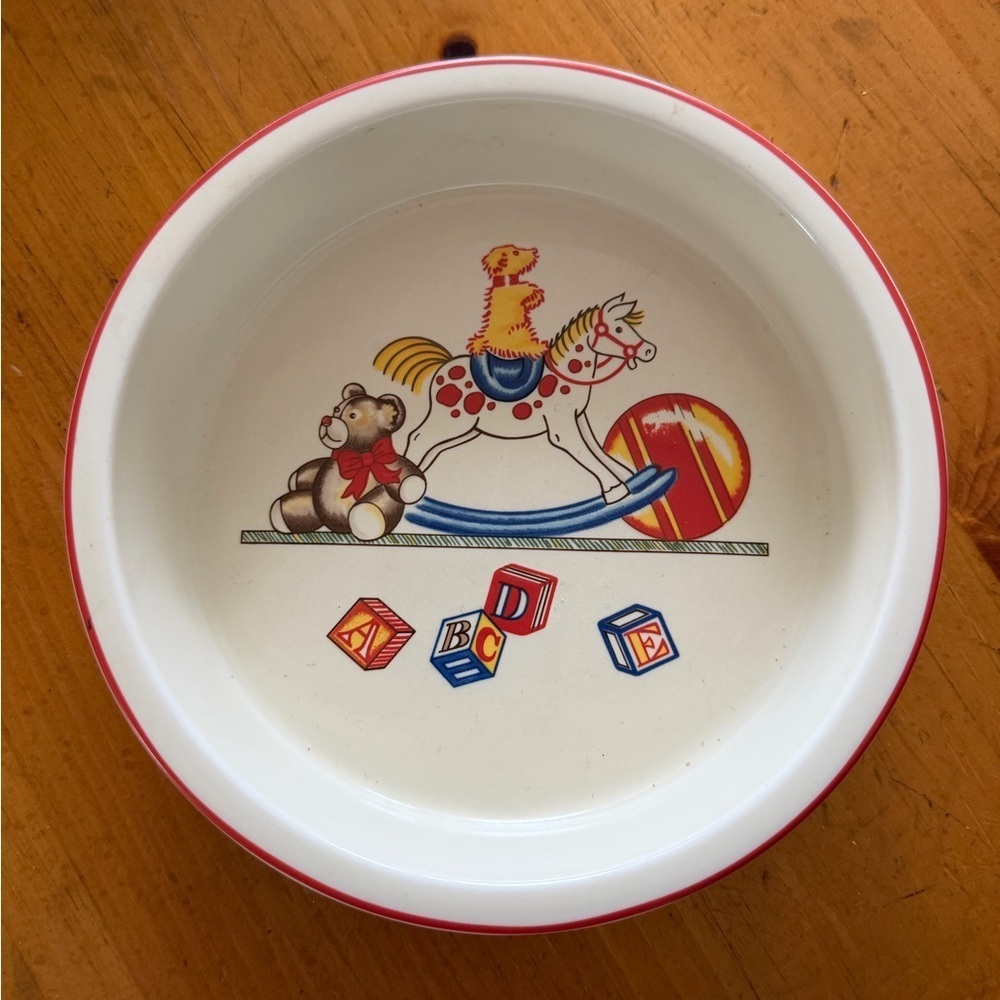 Tiffany & Co. Kids Bowl with Red Rim and Playful Design